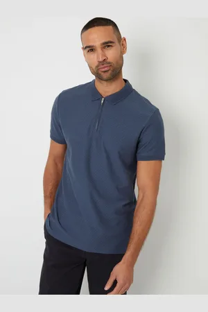 Threadbare Textured Quarter Zip 100% Cotton Polo Shirtmedium