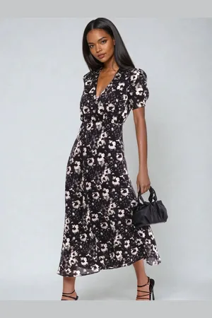 Religion Isabel Tea Dress In Dark Floral Print44