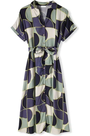 CELTIC & CO. Blue Grown On Sleeve Midi Shirt 100% Linen Dress42