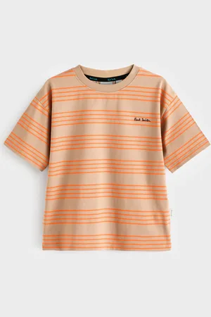 Paul Smith Boys Orange/Neutral Striped Short Sleeve 100% Cotton Oversized T-Shirt6 - 7 år (116 - 122cm)
