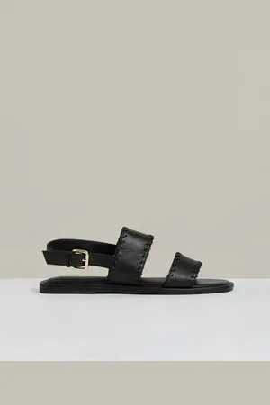 Reiss Mila Leather Whipstitch-Trim Sandalseu38