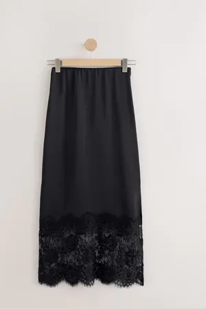 Next Satin Midi Skirt With Lace Trim48