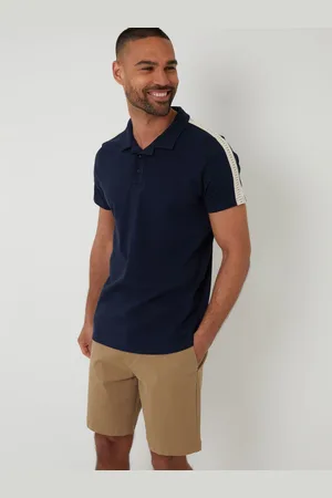 Threadbare Crochet Detail Revere Collar 100% Cotton Polo Shirtlarge