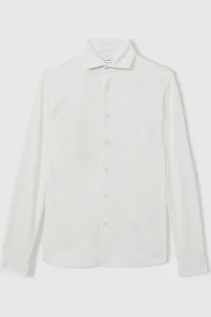Reiss Bobby Modal Blend Cutaway Collar ShirtL