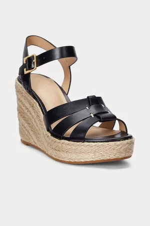 Ralph Lauren Smooth Calf-Soffia Espdr-Es-Wed Black Sandals