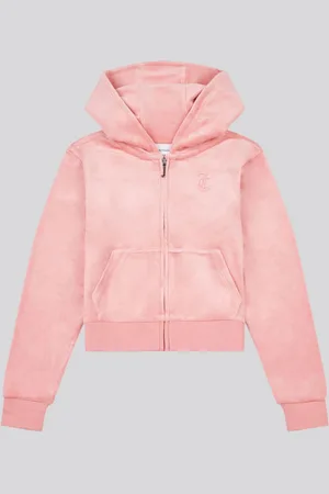 Juicy Couture Lyserød Piger Tonal Velour Zip Up Hættetrøje134140cm