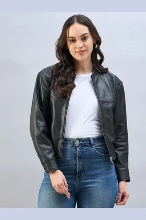 Urban Code Leather Bomber Jacket With Whipstitching40