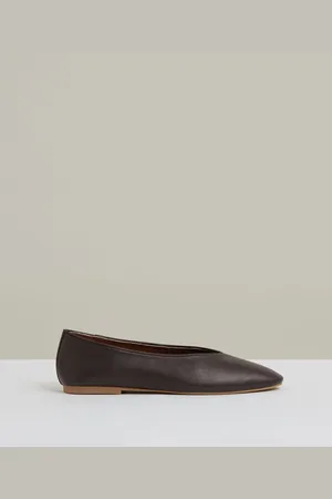 Reiss Amelia Leather Rounded-Point Toe Ballet Flatseu355