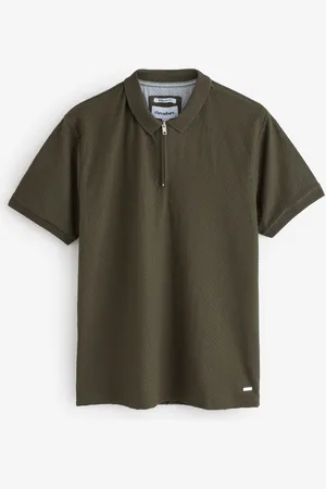 Threadbare Textured Quarter Zip 100% Cotton Polo Shirtxlarge
