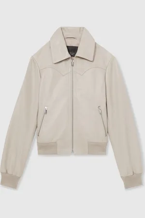 Reiss Jasmine Leather Bomber Jacket40