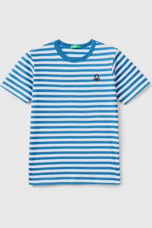 Benetton Drenge stribet 100% Bomuld Logo T-shirt8 - 9 år (128 - 134cm)