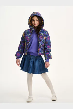 NICOLE MILLER Purple Printed Puffer Jakke10 år (140cm)