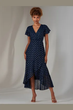 Jolie Moi Metallisk Prikker Textured Chiffon Maxikjole44