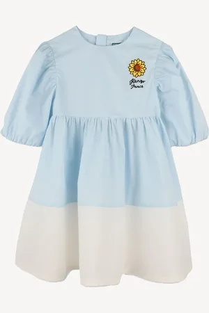 Kenzo Blue Long Sleeve Sunflower 100% Cotton Dress110116cm