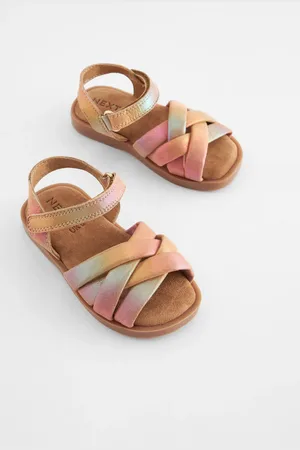 Next Lædervævet sandaler med velcrolukning
