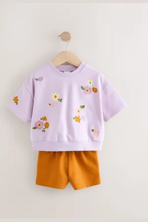 Next Short Sleeve 100% Cotton Sweatshirt and Shorts Set (3mths-7yrs)1.5 - 2 år (86 - 92cm)