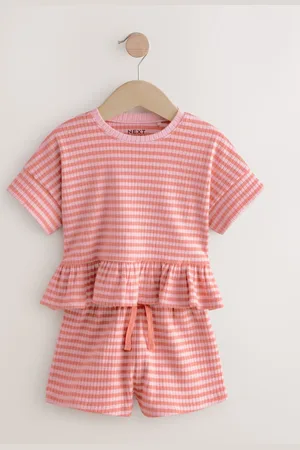 Next Short Sleeve Ribbed Top and Shorts Set (3mths-7yrs)110116cm