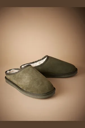 Next Faux Fur Lined Signature Suede Mule Slippers