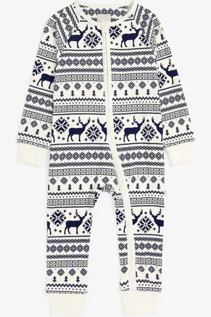 The Little Tailor Kids Reindeer Christmas Fairisle Pattern 100% Cotton All-In-One4 - 5 år (104 - 110cm)