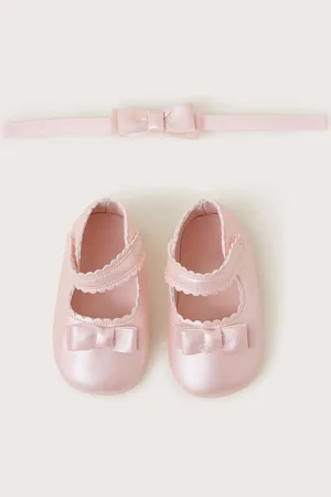 Monsoon Baby Shimmer Booties and Bow Headband Set7480cm