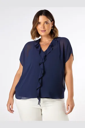 Live Unlimited London Curve Chiffon Ruffle Short Sleeve Blouse54