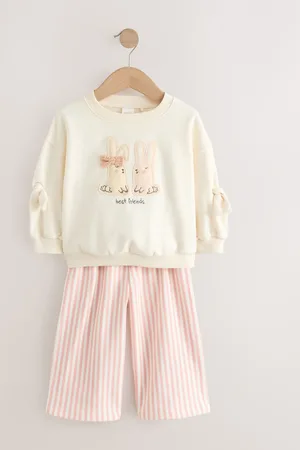 Next Sweatshirt og trykt 100% Bomuld Brede bukseben Joggingbukser