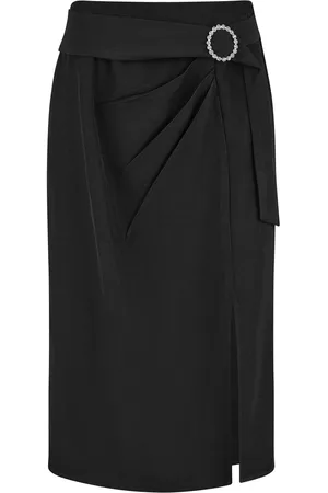 Yumi Diamante Spænde Faux Wrap Nederdele Med Split Hem40