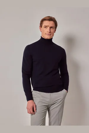 Hawes & Curtis Blå Rullekrave Merino TrøjeS