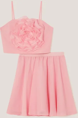 Monsoon 3D Flower Crop Top and Skirt Prom Set134140cm