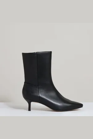 Reiss Millie Leather Kitten-Heel Ankle Boots