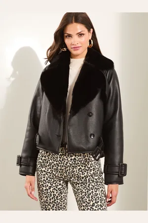 Lipsy London Bonded Faux Fur Afkortet Trench Jakke38