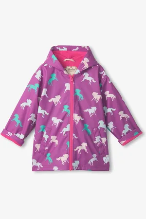 Hatley Purple Leaping Horses Zip Up Rain Jacket110116cm
