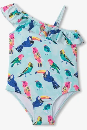 Hatley Blue Tropical Birds Ruffle Trim Swimsuit9298cm