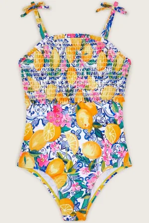 Monsoon Lemon Print Smocked Swimsuit152158cm