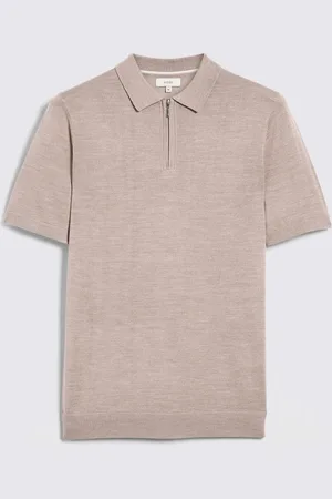 Moss Light Merino Quarter Zip Polo Shirtlarge