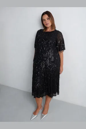 Live Unlimited London Curve Fringe Pailletter Midi Kjole50