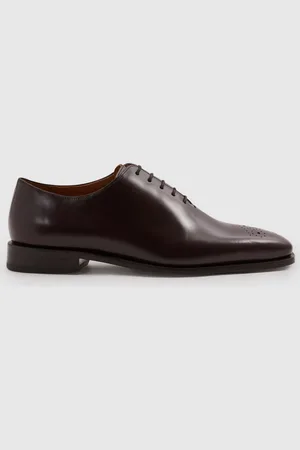 Reiss Mead Brogue Leather Brogue Detail Lace Up Shoes
