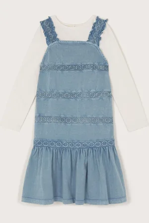 Monsoon Long Sleeve Top and Embroidered Pinafore Dress Set134140cm