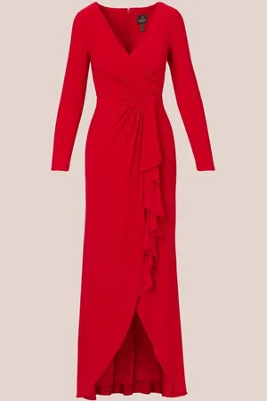 Adrianna Papell Jersey Draperet Langærmet Kjole36
