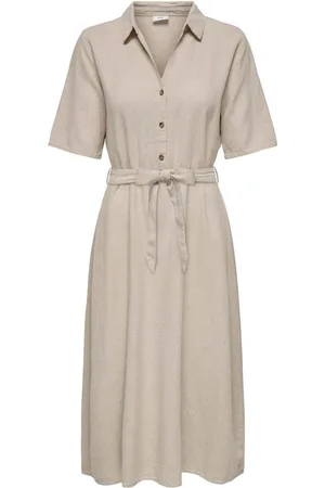 JDY Linen Blend Midi Shirt DressS 8