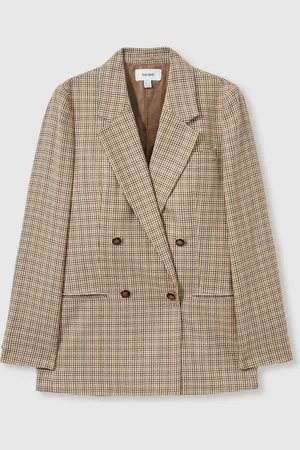 Reiss Vida Wool Dobbeltradet Hundetandsmønstret-Ternet Blazer