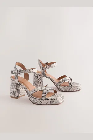 Next Forever Comfort Læder Square Toe Strappy Buckle Detail Platform Block hæleeu42
