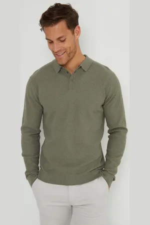 Threadbare Langærmet Textured Knitted Polo-skjorterXL