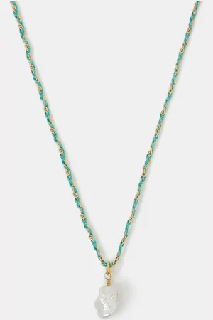 Accessorize 14ct Plated Pearl Braided Cord NecklaceEn