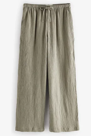 Next Wide Leg Textured Trousers with Linen50 R