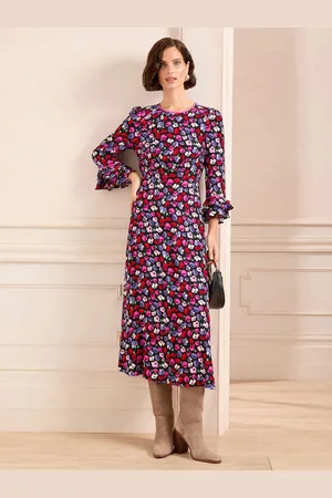 Love & Roses Ruffle Sleeve Midi Dress34