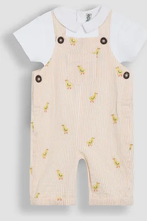 JoJo Maman Bébé 2 Piece Chicks Embroidered Dungarees & Body Set8086cm