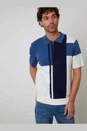 Threadbare Colourblock Quarter Zip Knitted Polo Shirtsmall
