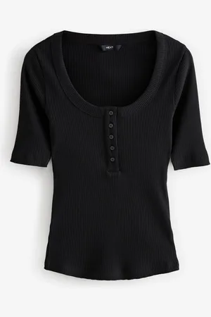 Next Wide Rib Short Sleeve Button Henley Top44