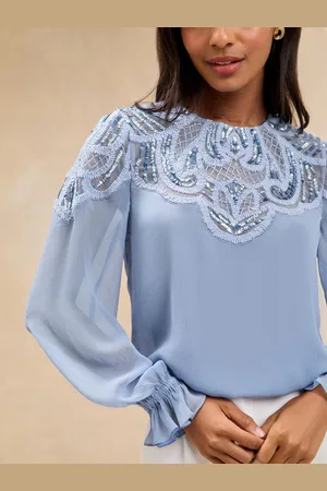 Lipsy London Embellished Pailletter Langærmet Bluse42